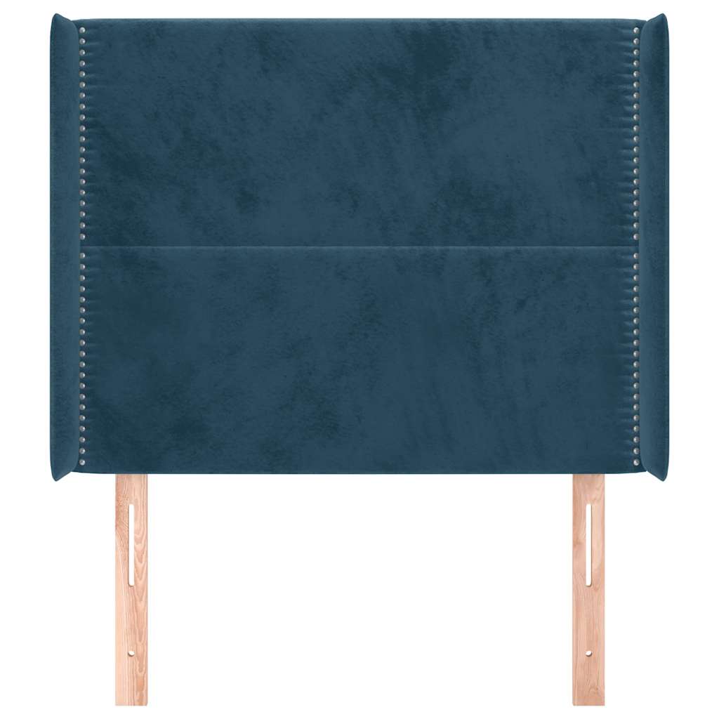 Uzglavlje s ušima tamnoplavo 103x16x118/128 cm baršunasto