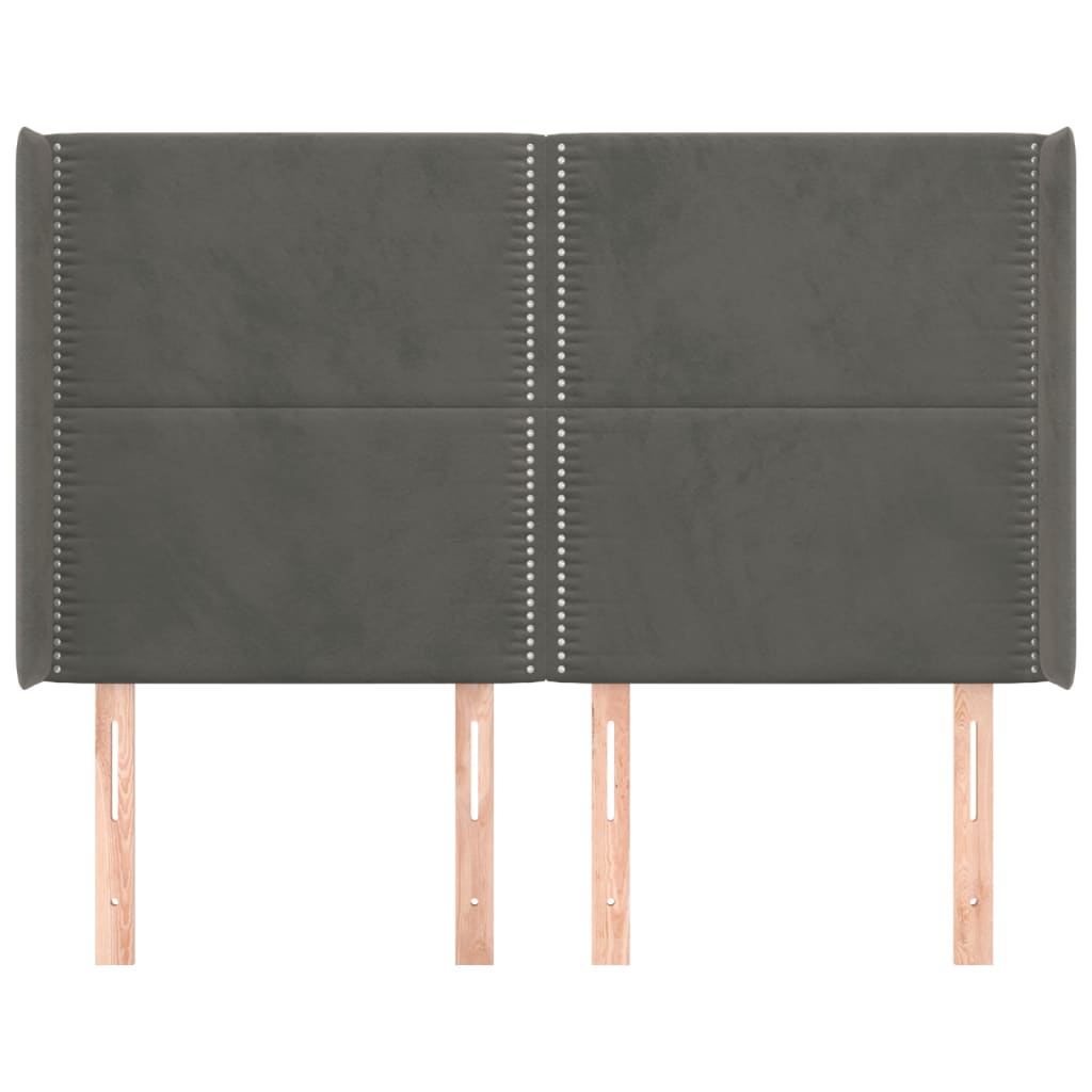 Uzglavlje s ušima tamnosivo 147x16x118/128 cm baršunasto