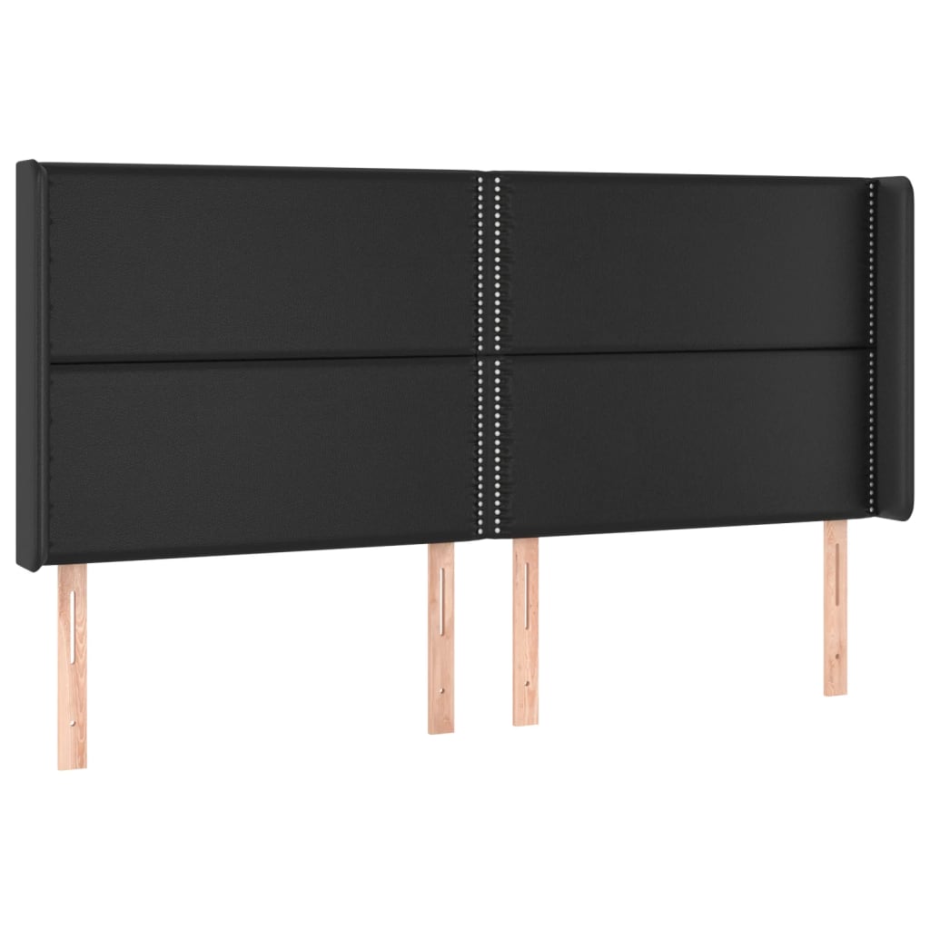 Uzglavlje s ušima crno 183x16x118/128 cm od umjetne kože