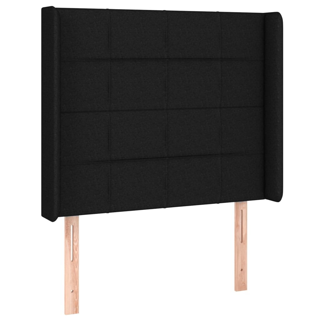 Uzglavlje s ušima crno 93x16x118/128 cm od tkanine
