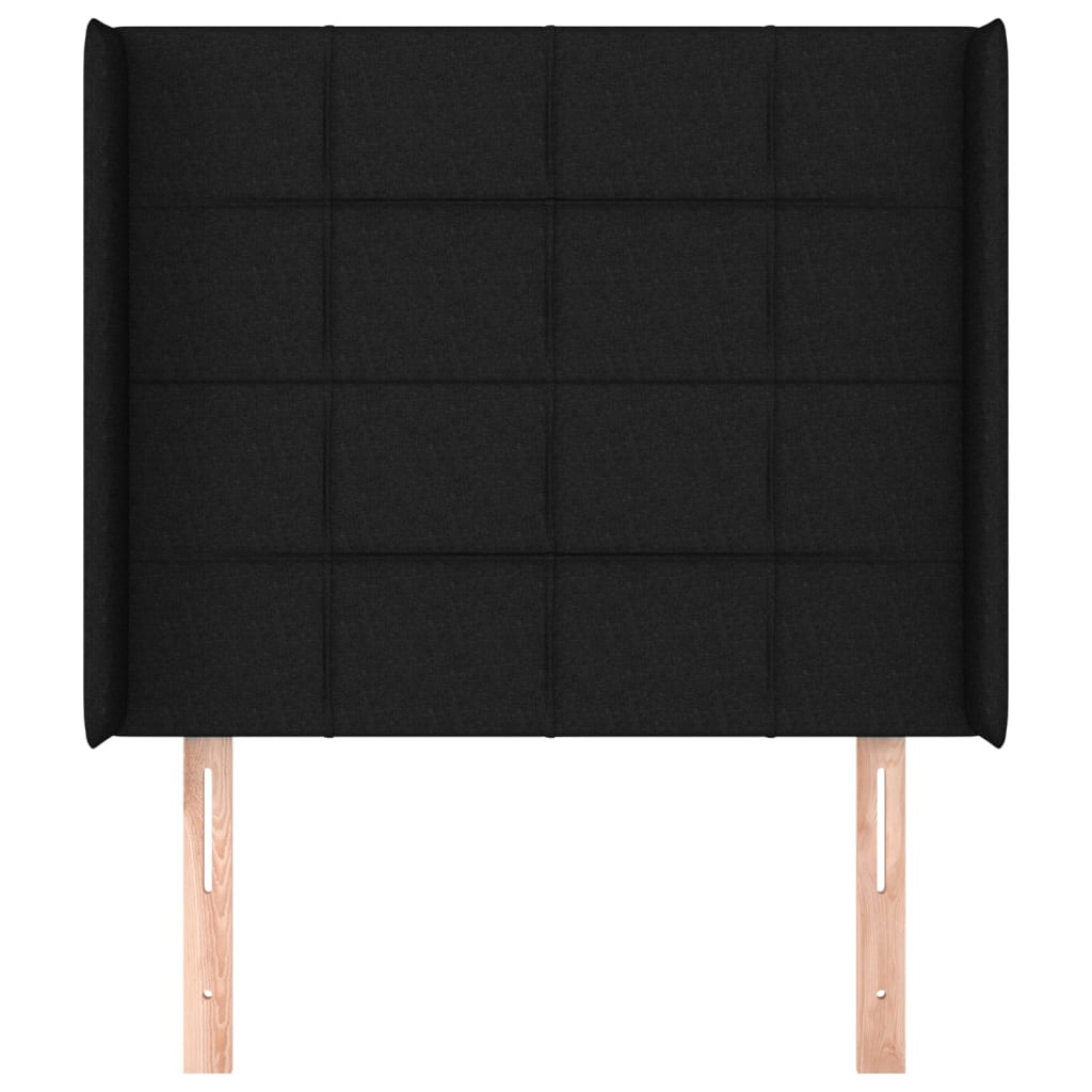 Uzglavlje s ušima crno 103x16x118/128 cm od tkanine