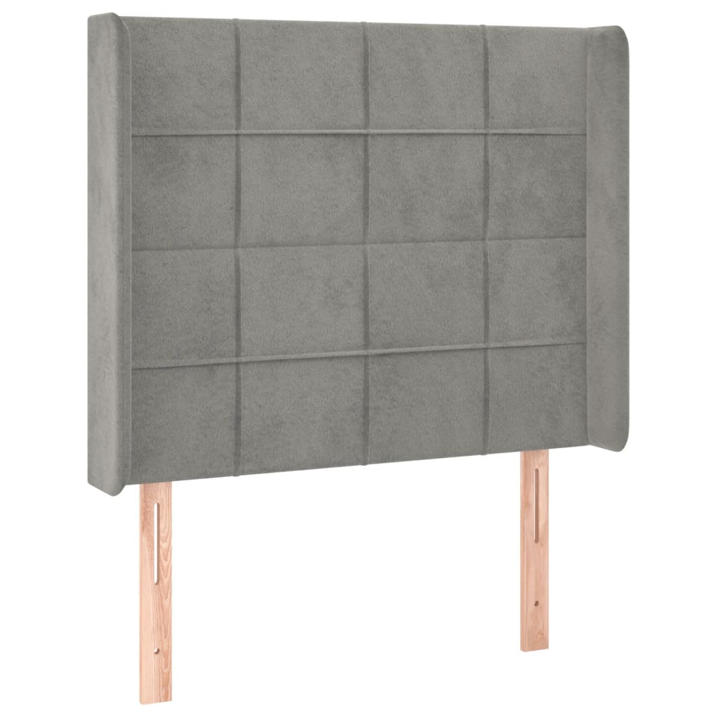 Uzglavlje s ušima svjetlosivo 83x16x118/128 cm baršunasto