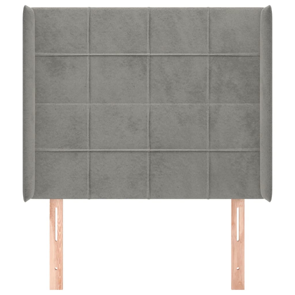 Uzglavlje s ušima svjetlosivo 83x16x118/128 cm baršunasto