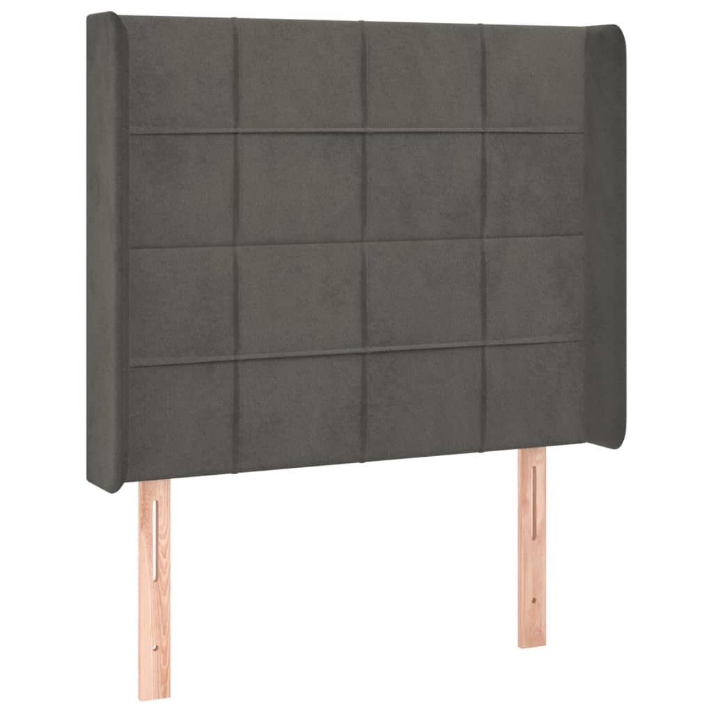 Uzglavlje s ušima tamnosivo 83x16x118/128 cm baršunasto