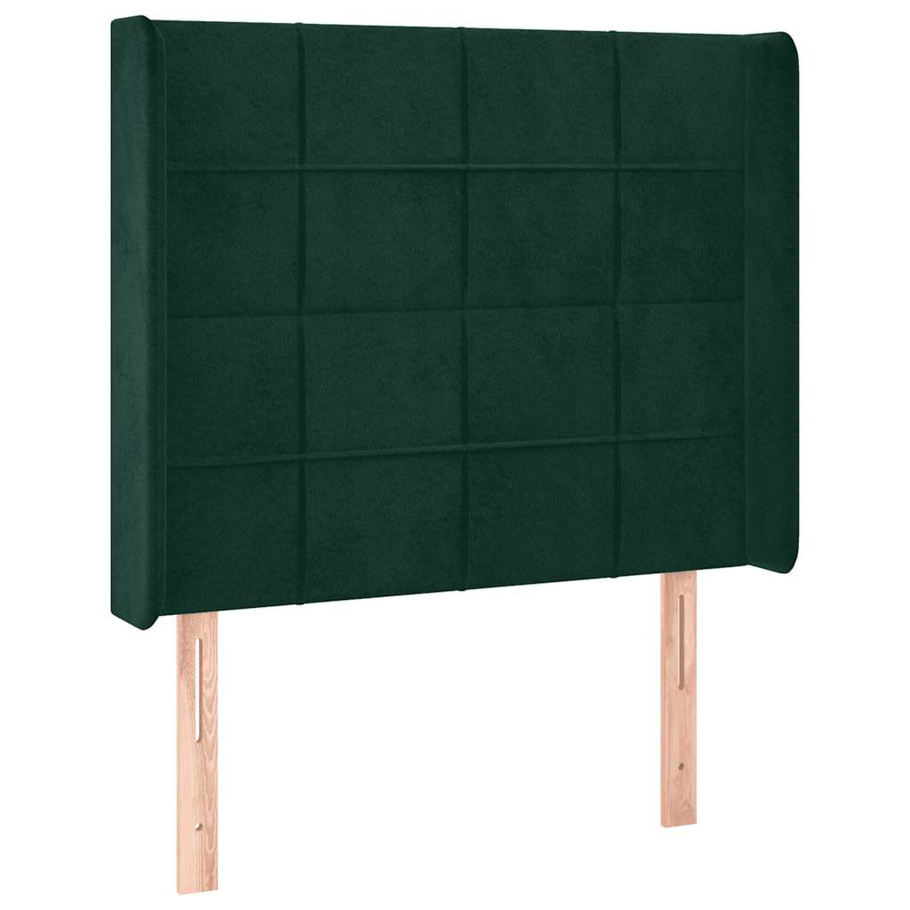 Uzglavlje s ušima tamnozeleno 93x16x118/128 cm baršunasto