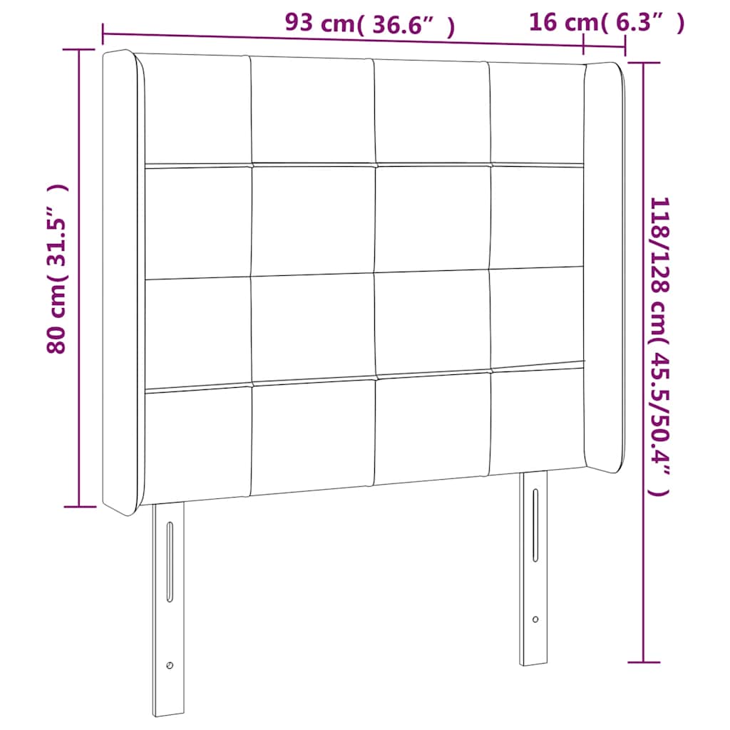 Uzglavlje s ušima tamnoplavo 93x16x118/128 cm baršunasto