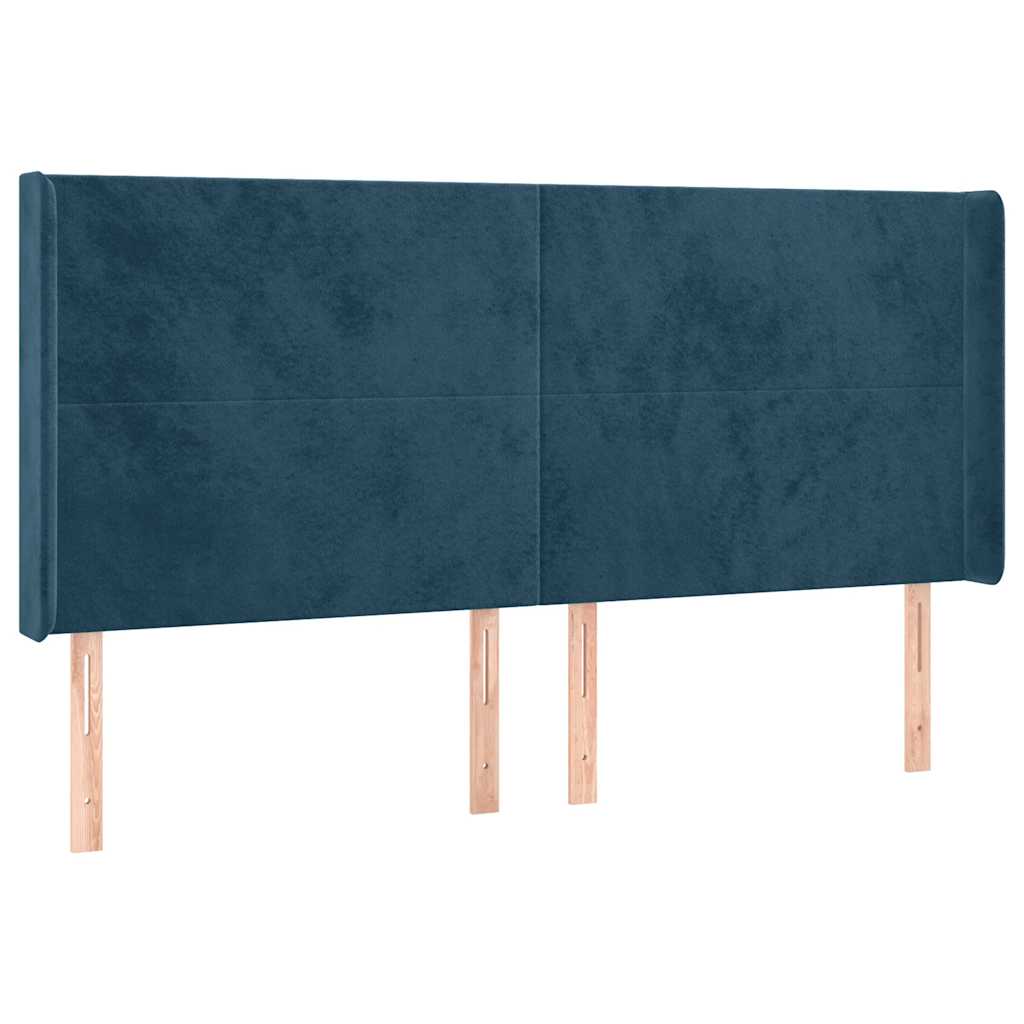 Uzglavlje s ušima tamnoplavo 163x16x118/128 cm baršunasto