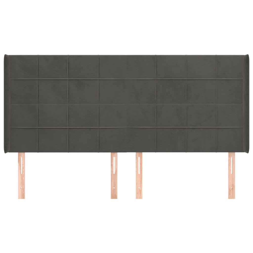 Uzglavlje s ušima tamnosivo 183x16x118/128 cm baršunasto