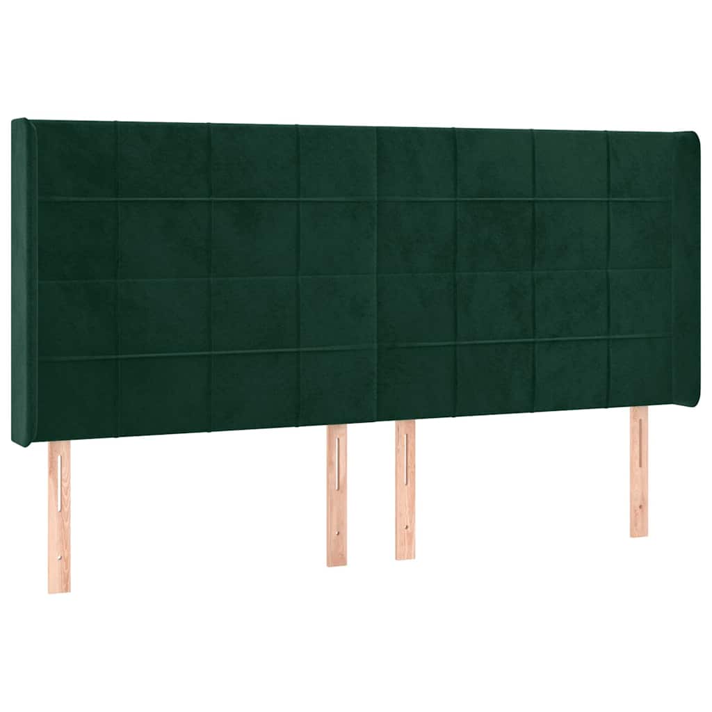 Uzglavlje s ušima tamnozeleno 183x16x118/128 cm baršunasto