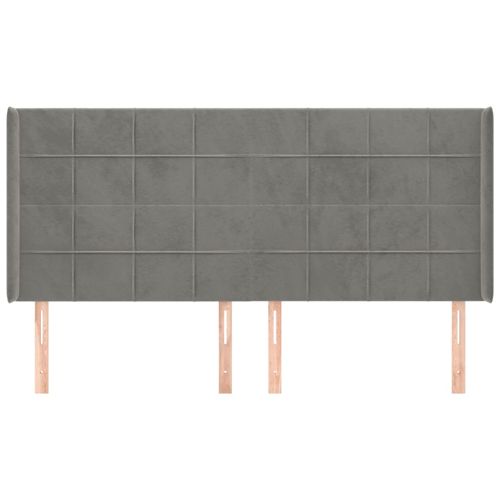 Uzglavlje s ušima svjetlosivo 203x16x118/128 cm baršunasto