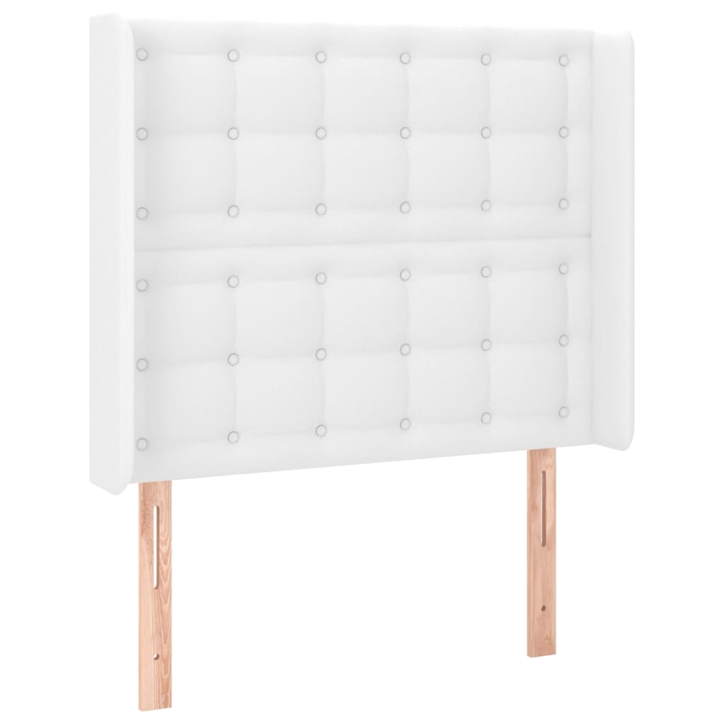 Uzglavlje s ušima bijelo 93x16x118/128 cm od umjetne kože