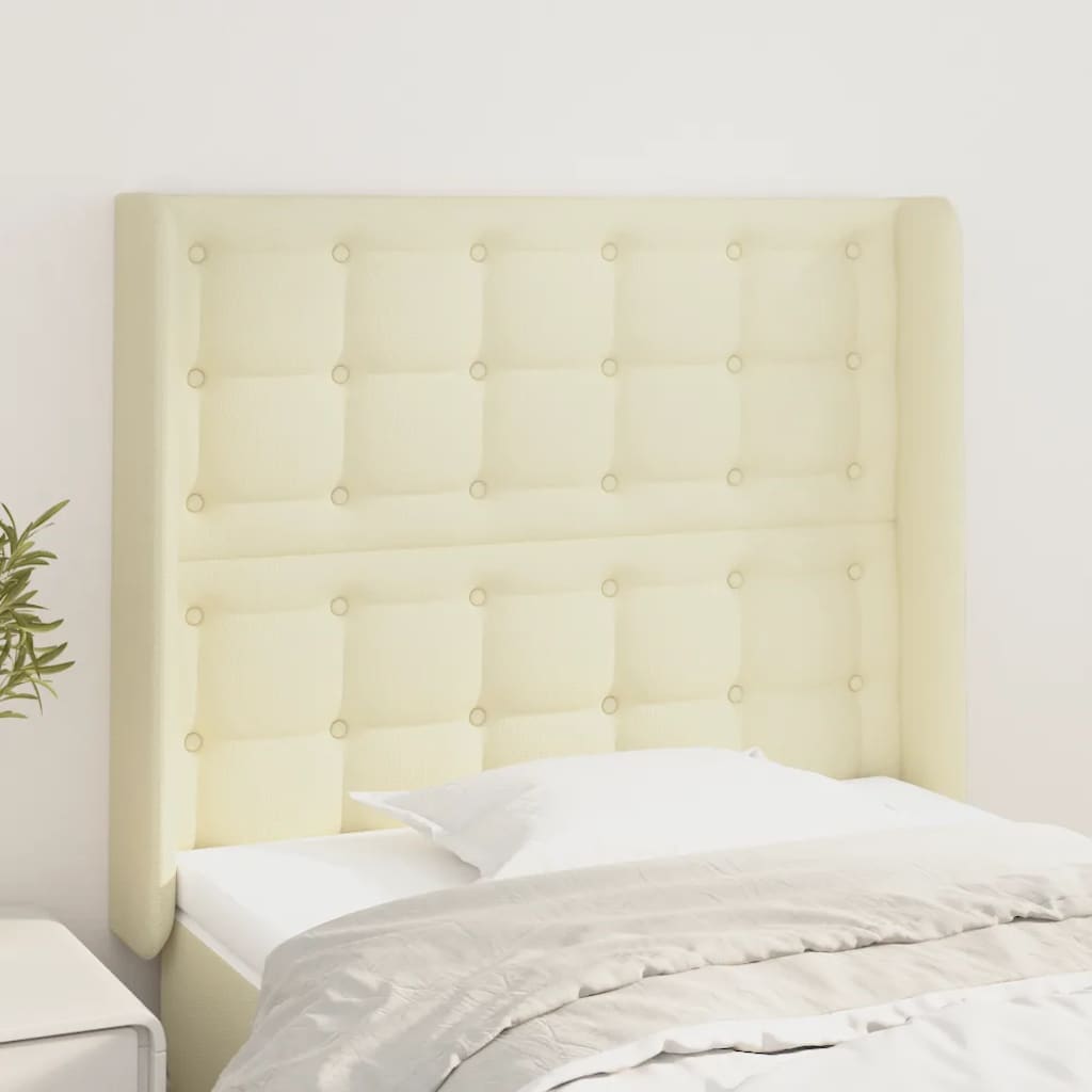 Uzglavlje s ušima krem 93x16x118/128 cm od umjetne kože