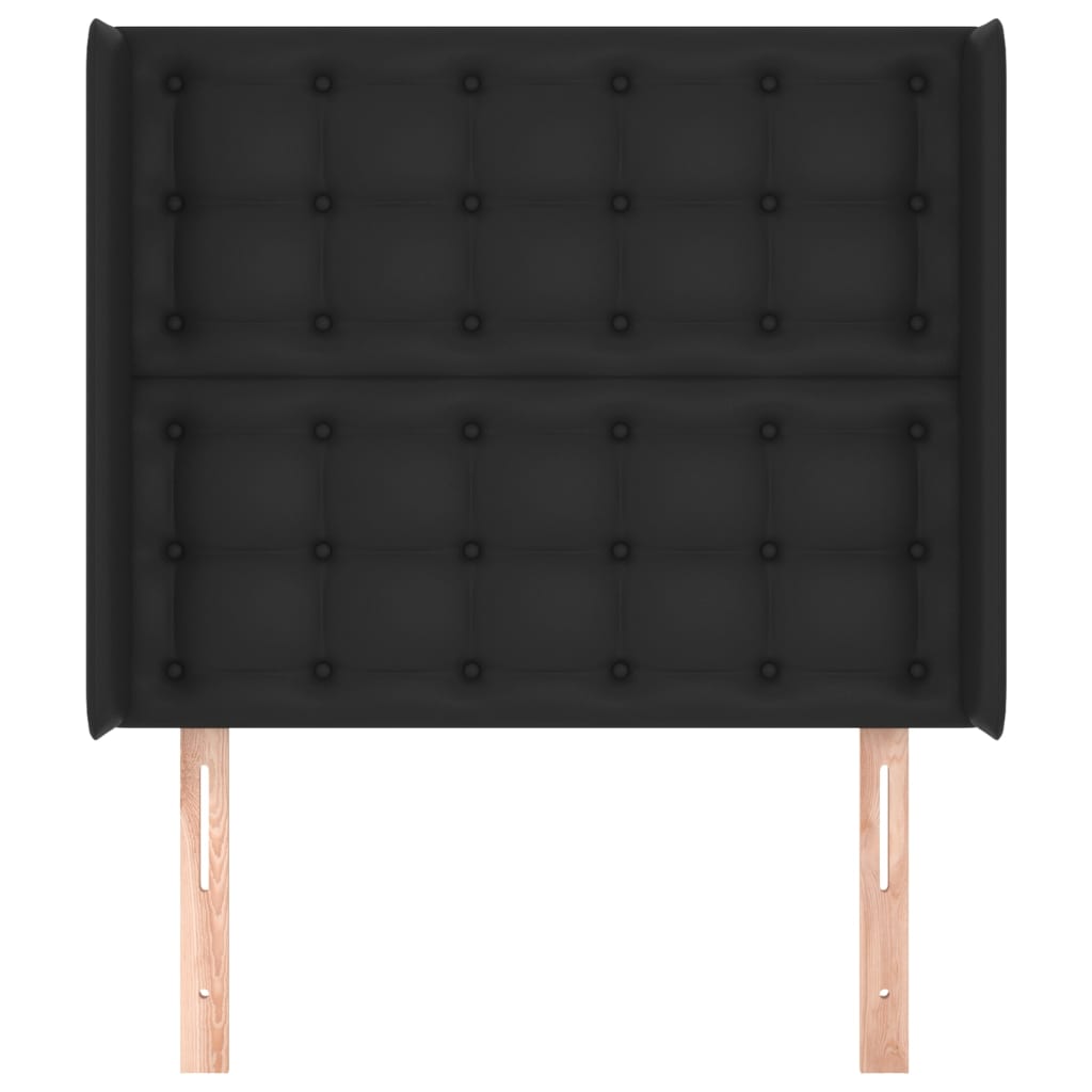 Uzglavlje s ušima crno 103x16x118/128 cm od umjetne kože