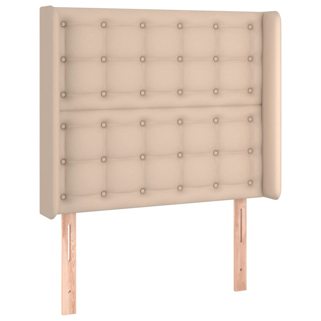 Uzglavlje s ušima boja cappuccina 103x16x118/128cm umjetna koža