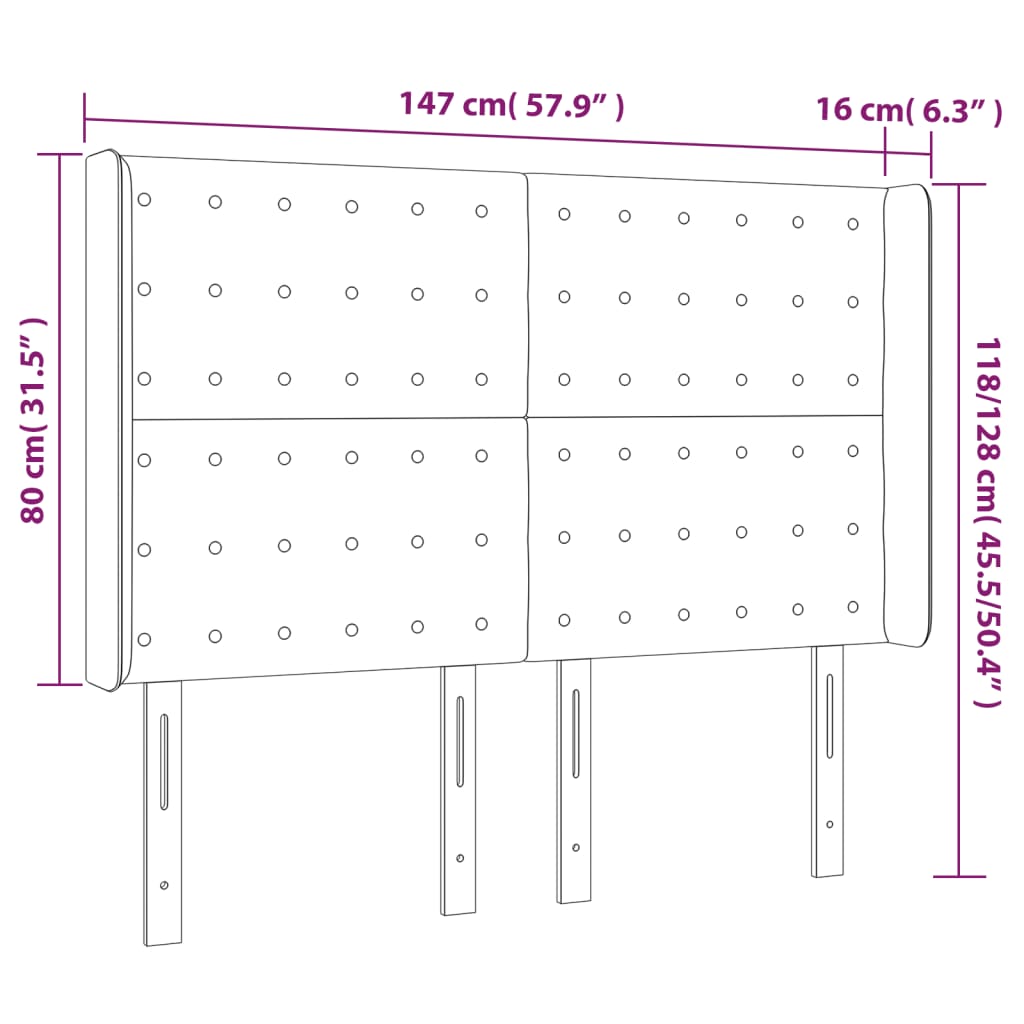 Uzglavlje s ušima krem 147x16x118/128 cm od umjetne kože