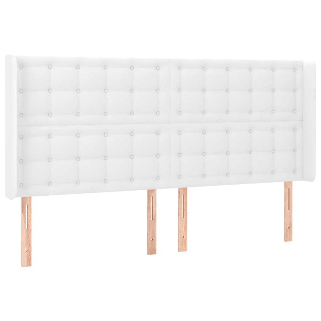 Uzglavlje s ušima bijelo 163x16x118/128 cm od umjetne kože