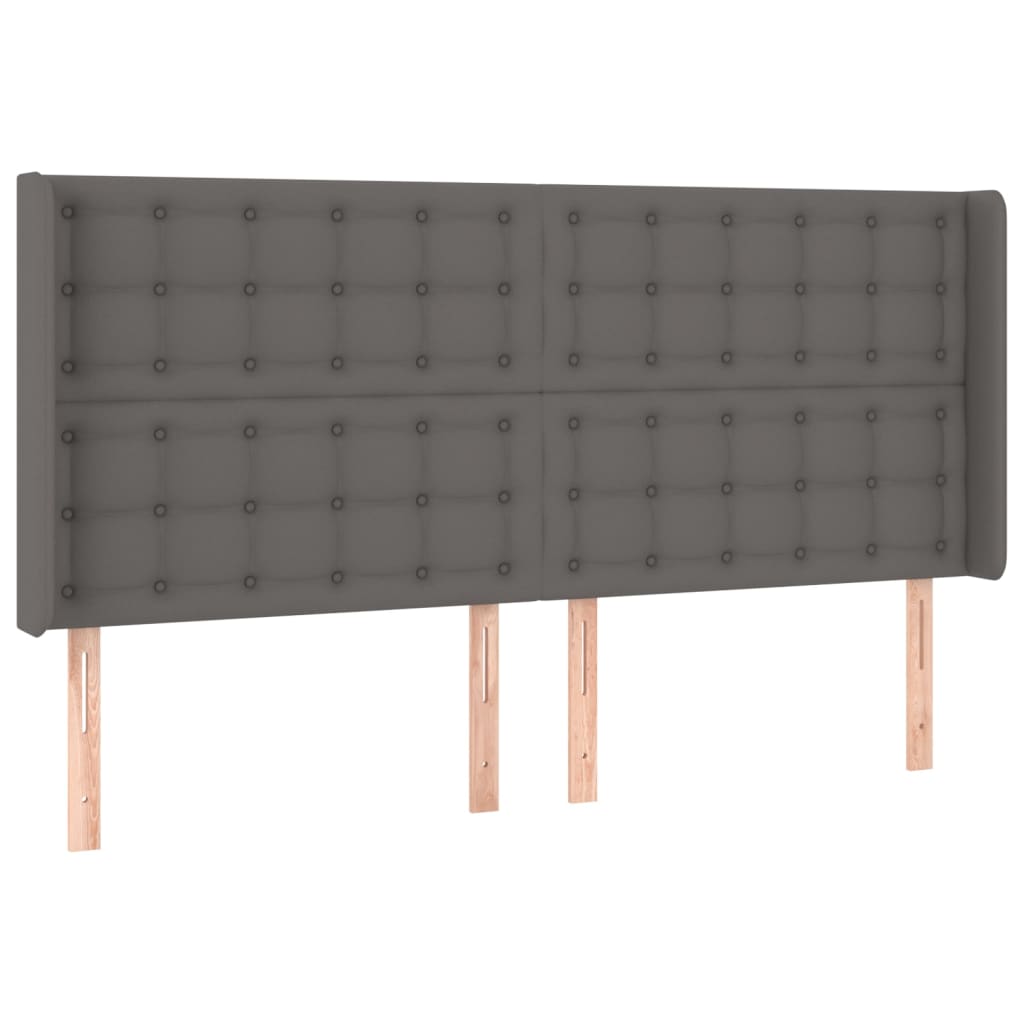 Uzglavlje s ušima sivo 203x16x118/128 cm od umjetne kože