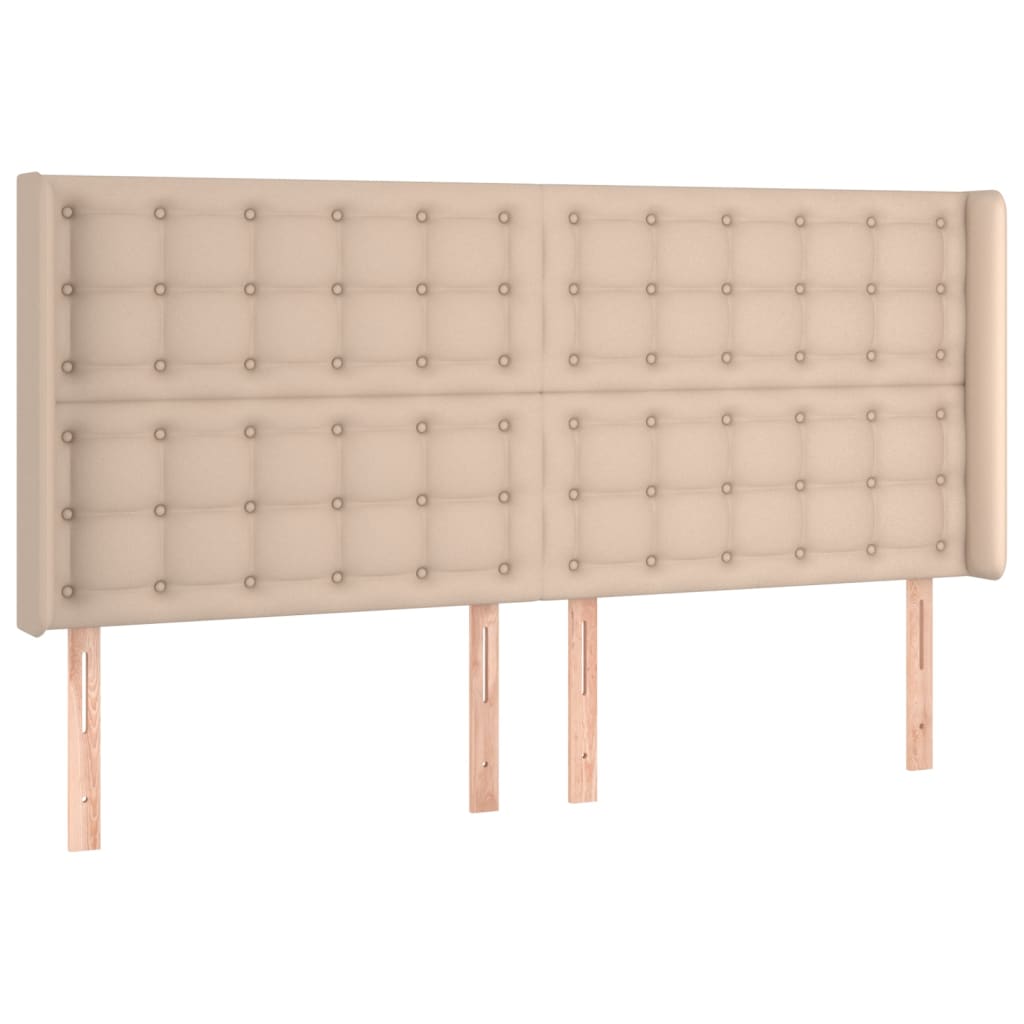 Uzglavlje s ušima boja cappuccina 203x16x118/128cm umjetna koža