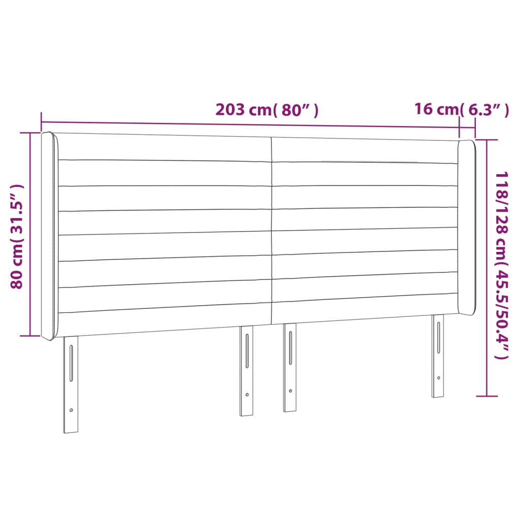Uzglavlje s ušima krem 203x16x118/128 cm od tkanine
