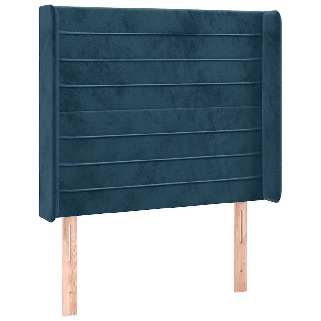 Uzglavlje s ušima tamnoplavo 83x16x118/128 cm baršunasto