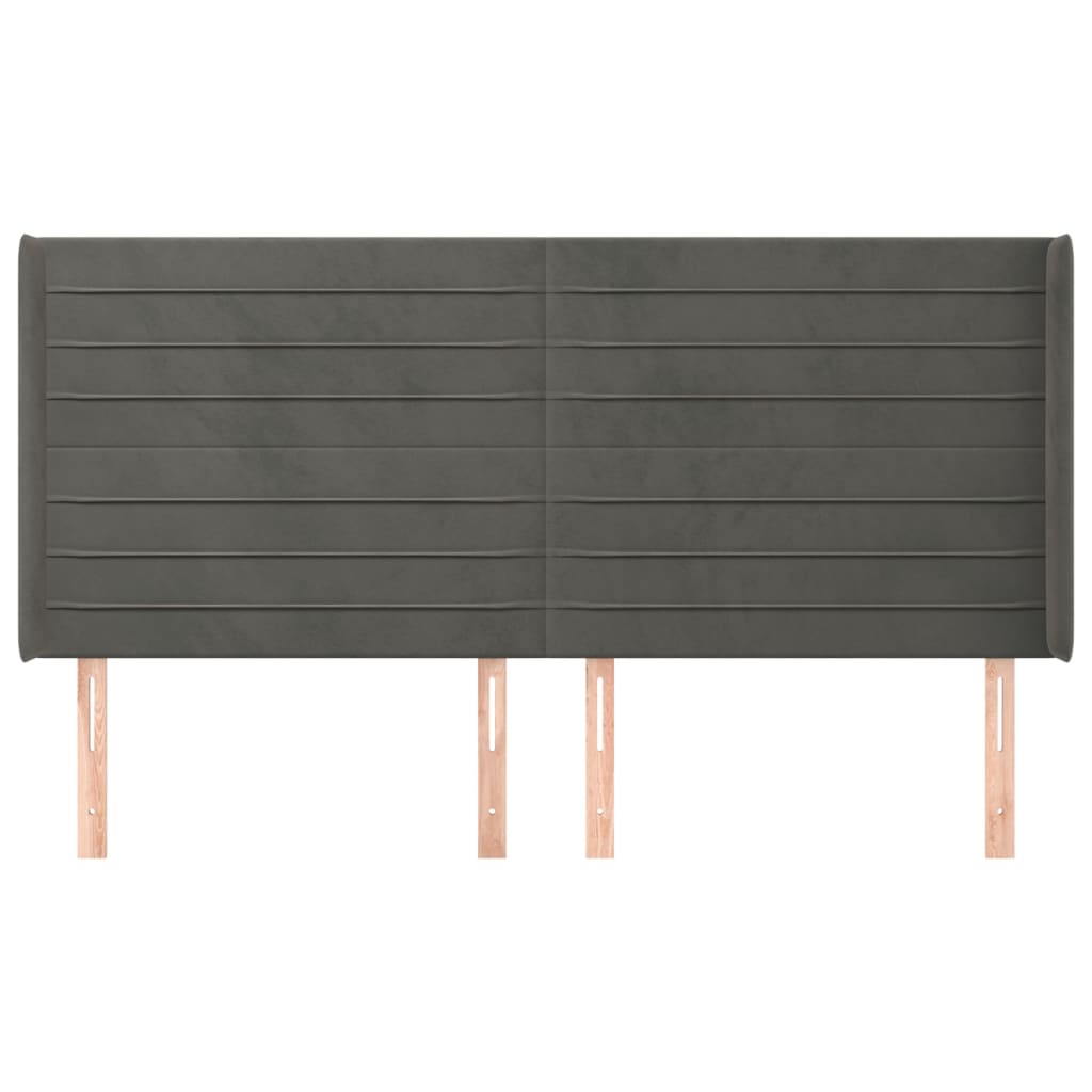 Uzglavlje s ušima tamnosivo 203x16x118/128 cm baršunasto