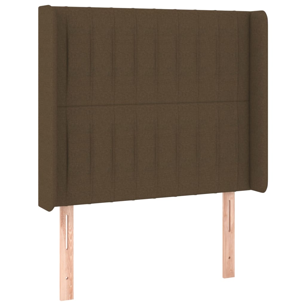 Uzglavlje s ušima tamnosmeđe 93x16x118/128 cm od tkanine
