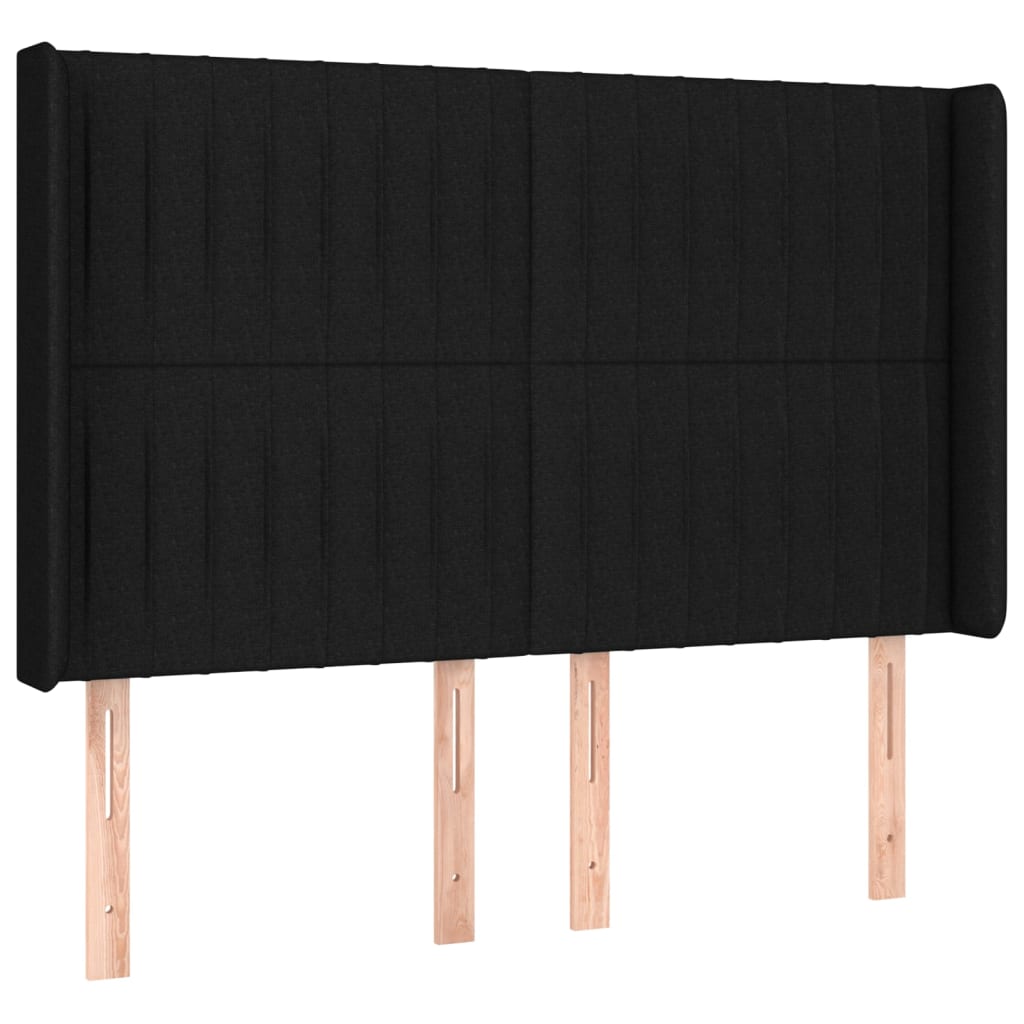 Uzglavlje s ušima crno 147x16x118/128 cm od tkanine