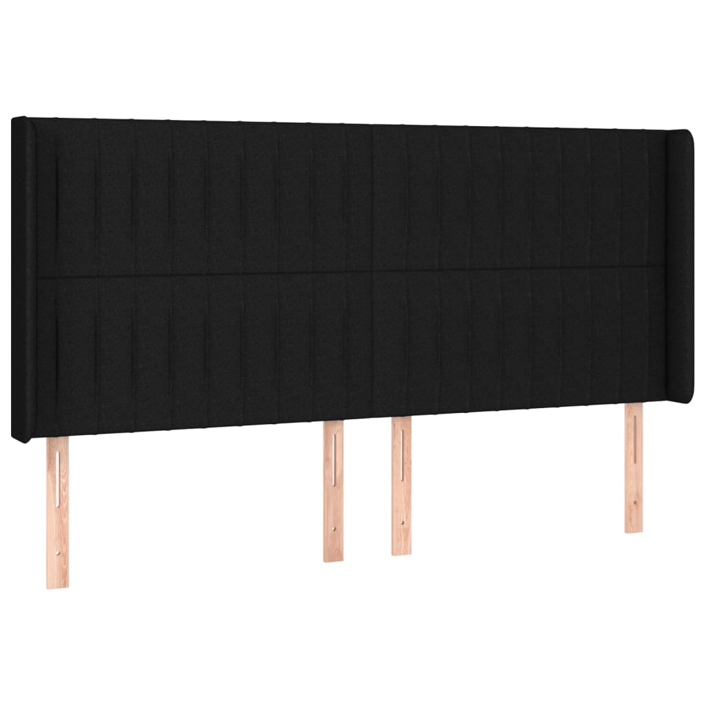 Uzglavlje s ušima crno 163x16x118/128 cm od tkanine