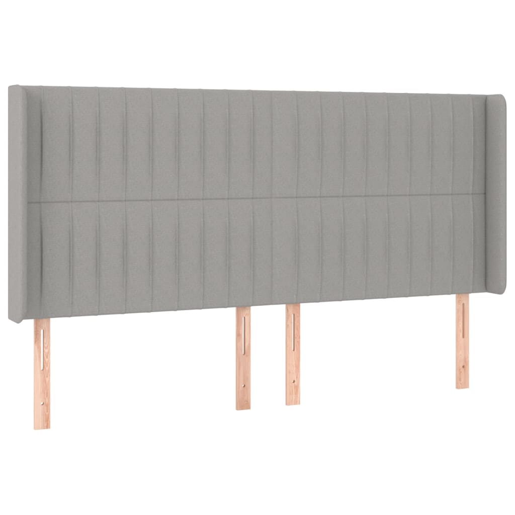Uzglavlje s ušima svjetlosivo 203x16x118/128 cm od tkanine