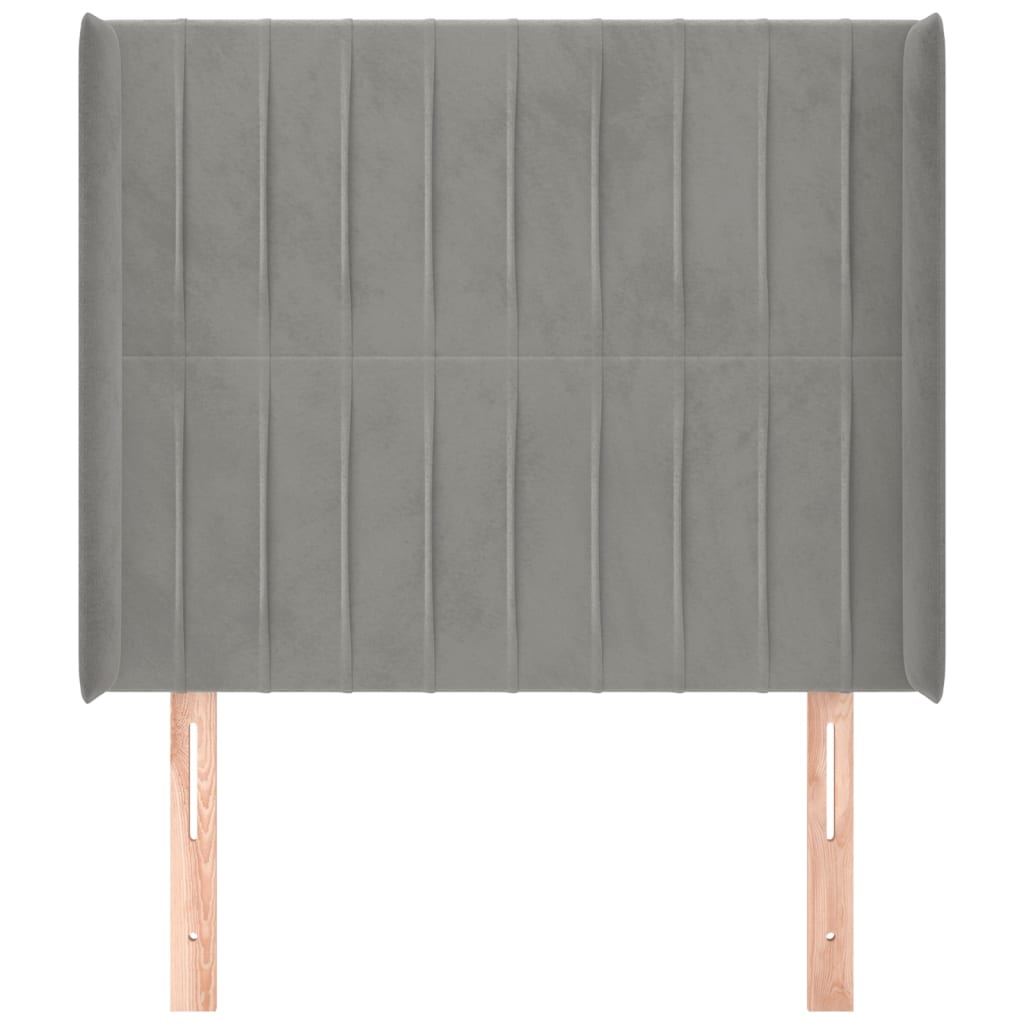 Uzglavlje s ušima svjetlosivo 83x16x118/128 cm baršunasto
