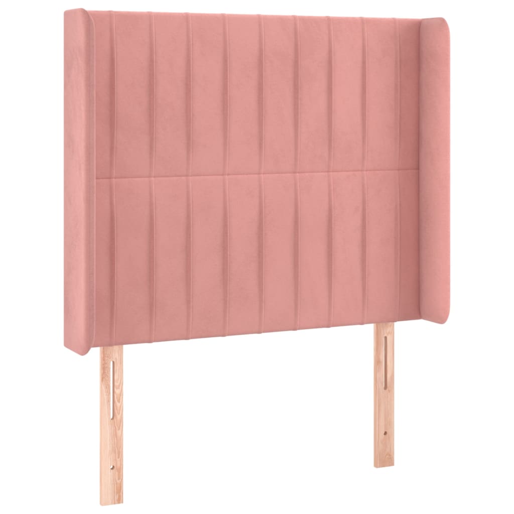 Uzglavlje s ušima ružičasto 83x16x118/128 cm baršunasto