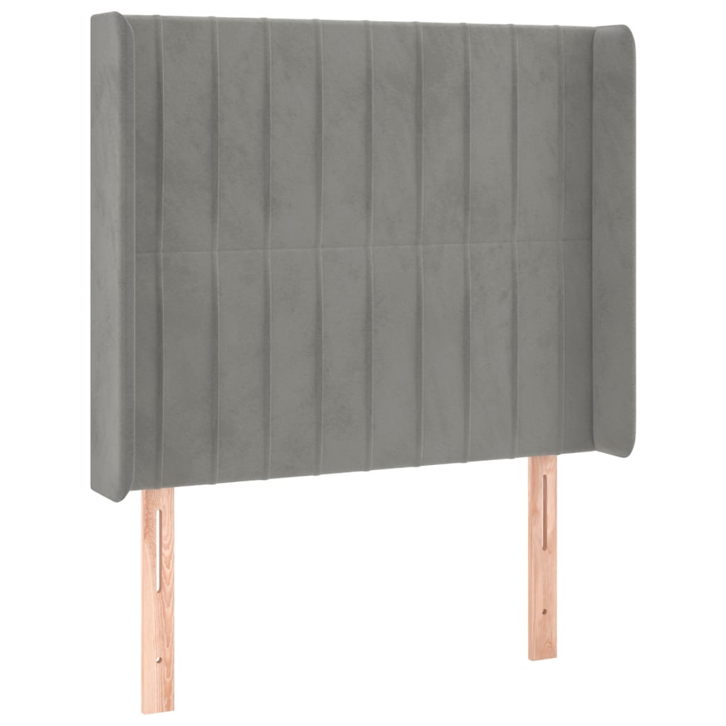 Uzglavlje s ušima svjetlosivo 93x16x118/128 cm baršunasto