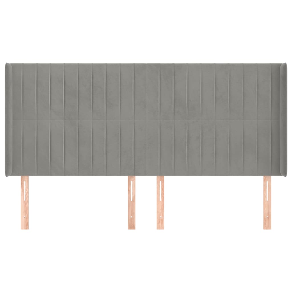 Uzglavlje s ušima svjetlosivo 163x16x118/128 cm baršunasto