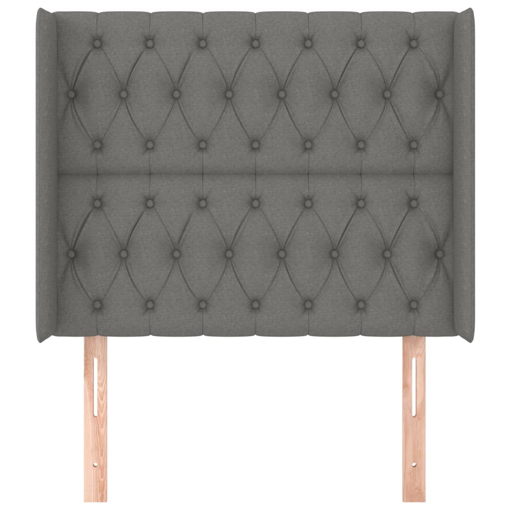 Uzglavlje s ušima tamnosivo 103x16x118/128 cm od tkanine
