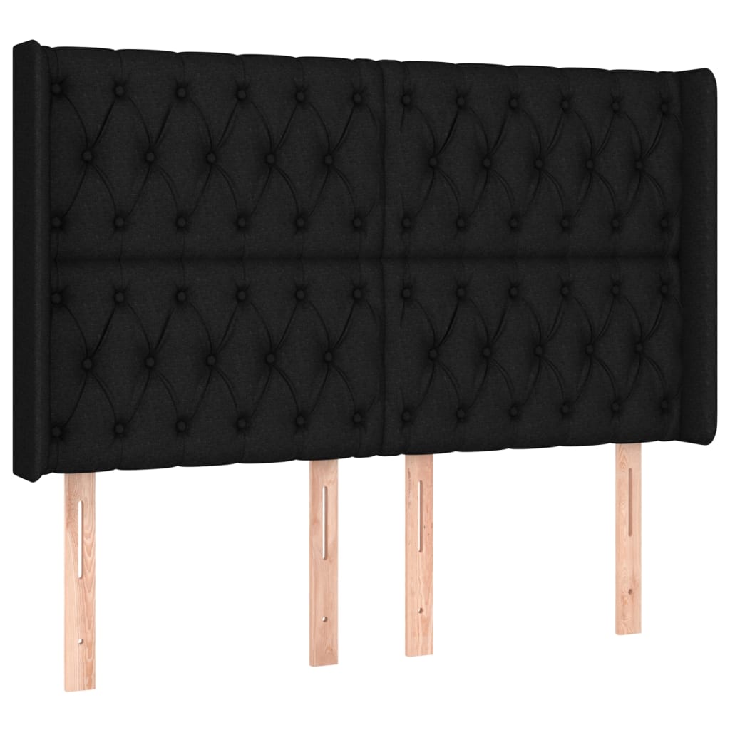 Uzglavlje s ušima crno 163x16x118/128 cm od tkanine