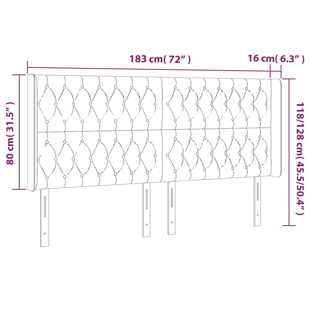 Uzglavlje s ušima krem 183x16x118/128 cm od tkanine