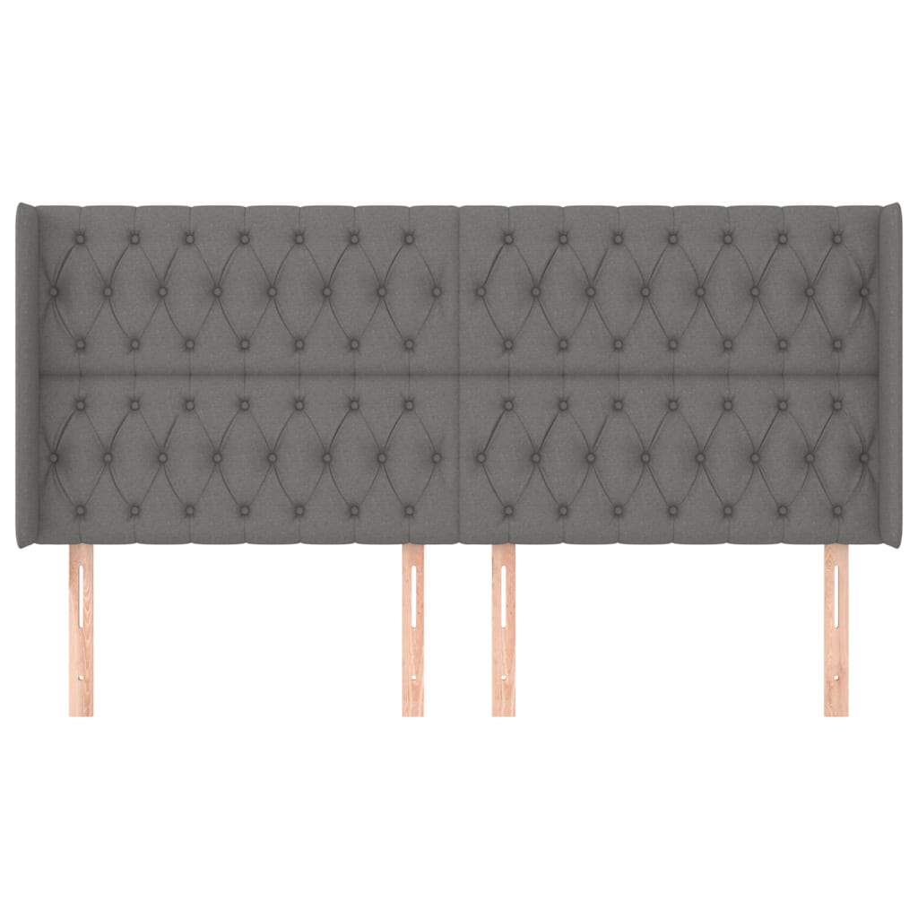 Uzglavlje s ušima tamnosivo 203x16x118/128 cm od tkanine