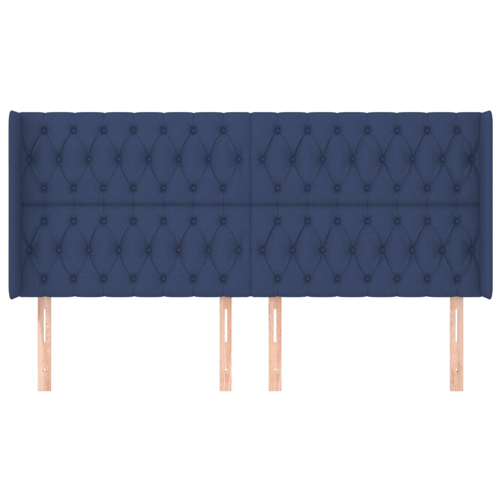 Uzglavlje s ušima plavo 203x16x118/128 cm od tkanine