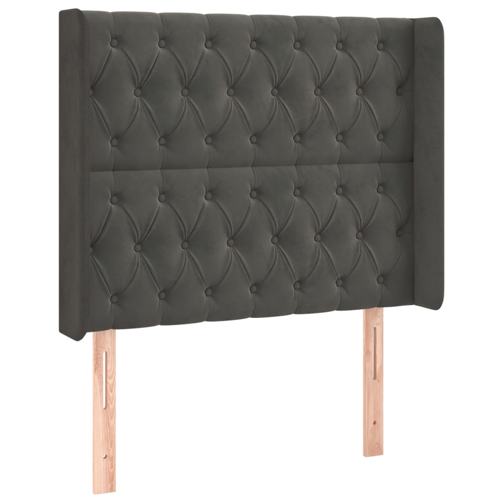 Uzglavlje s ušima tamnosivo 103x16x118/128 cm baršunasto