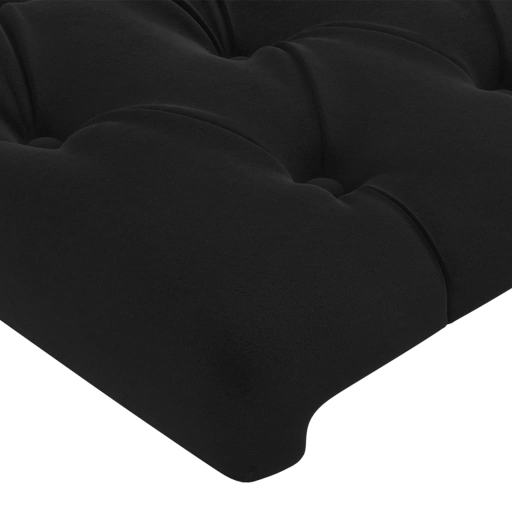 Uzglavlje s ušima crno 103x16x118/128 cm baršunasto