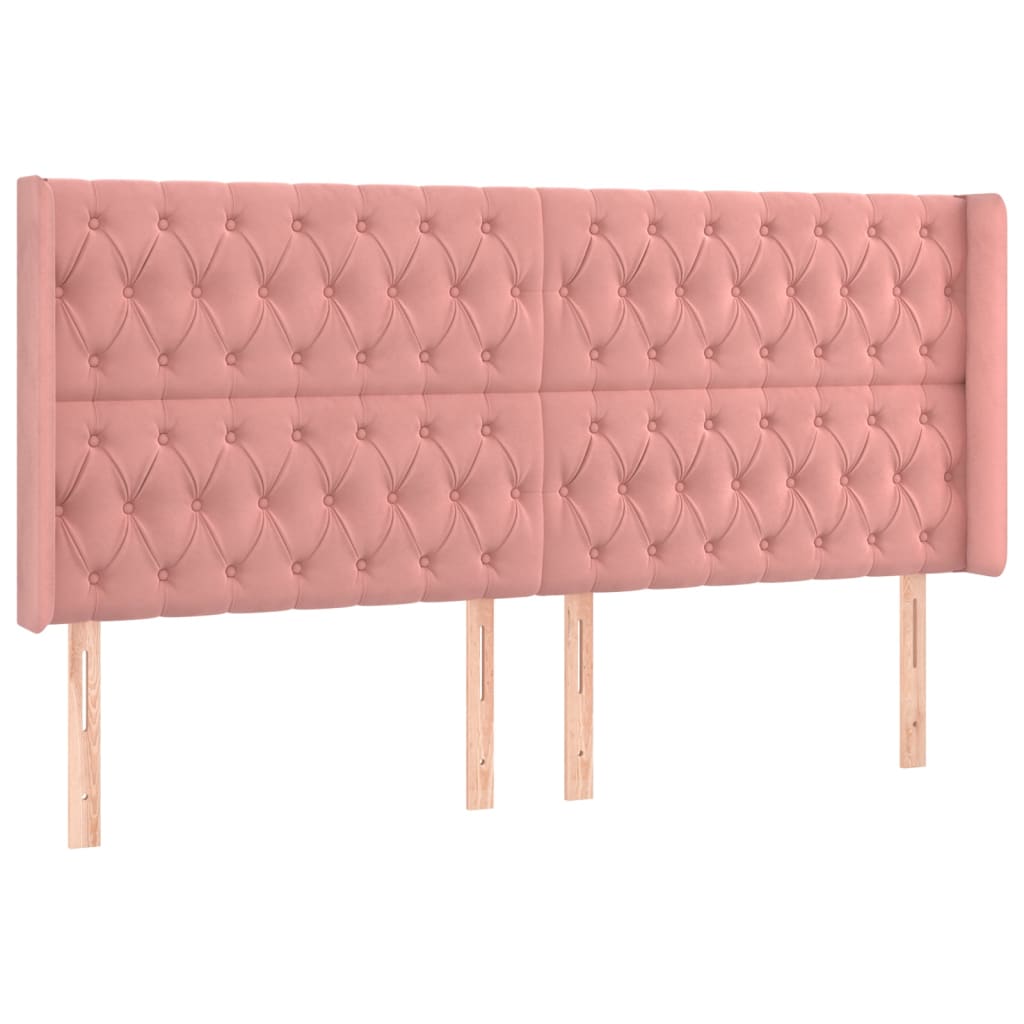 Uzglavlje s ušima ružičasto 183x16x118/128 cm baršunasto