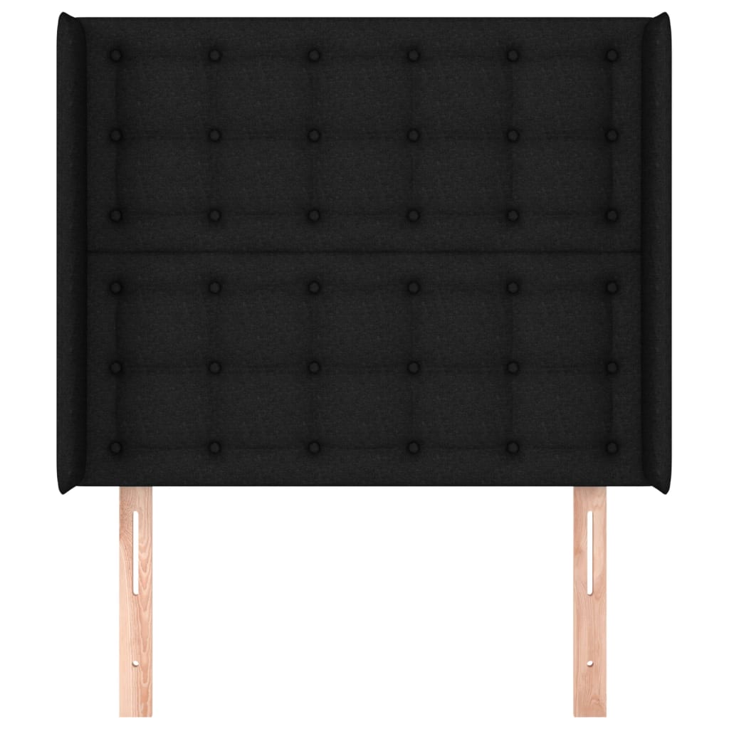 Uzglavlje s ušima crno 103x16x118/128 cm od tkanine
