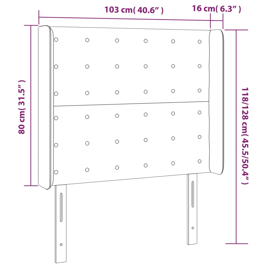 Uzglavlje s ušima krem 103x16x118/128 cm od tkanine