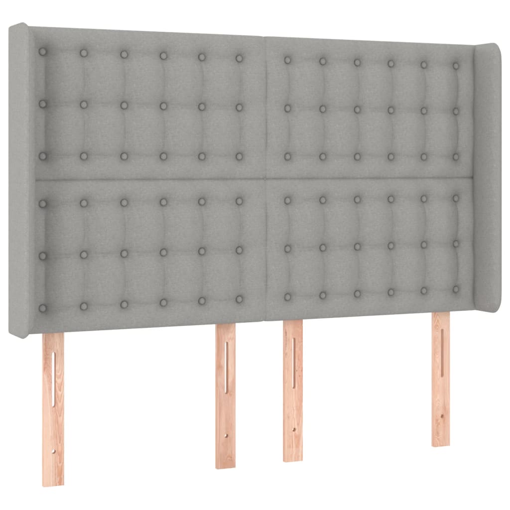 Uzglavlje s ušima svjetlosivo 147x16x118/128 cm od tkanine