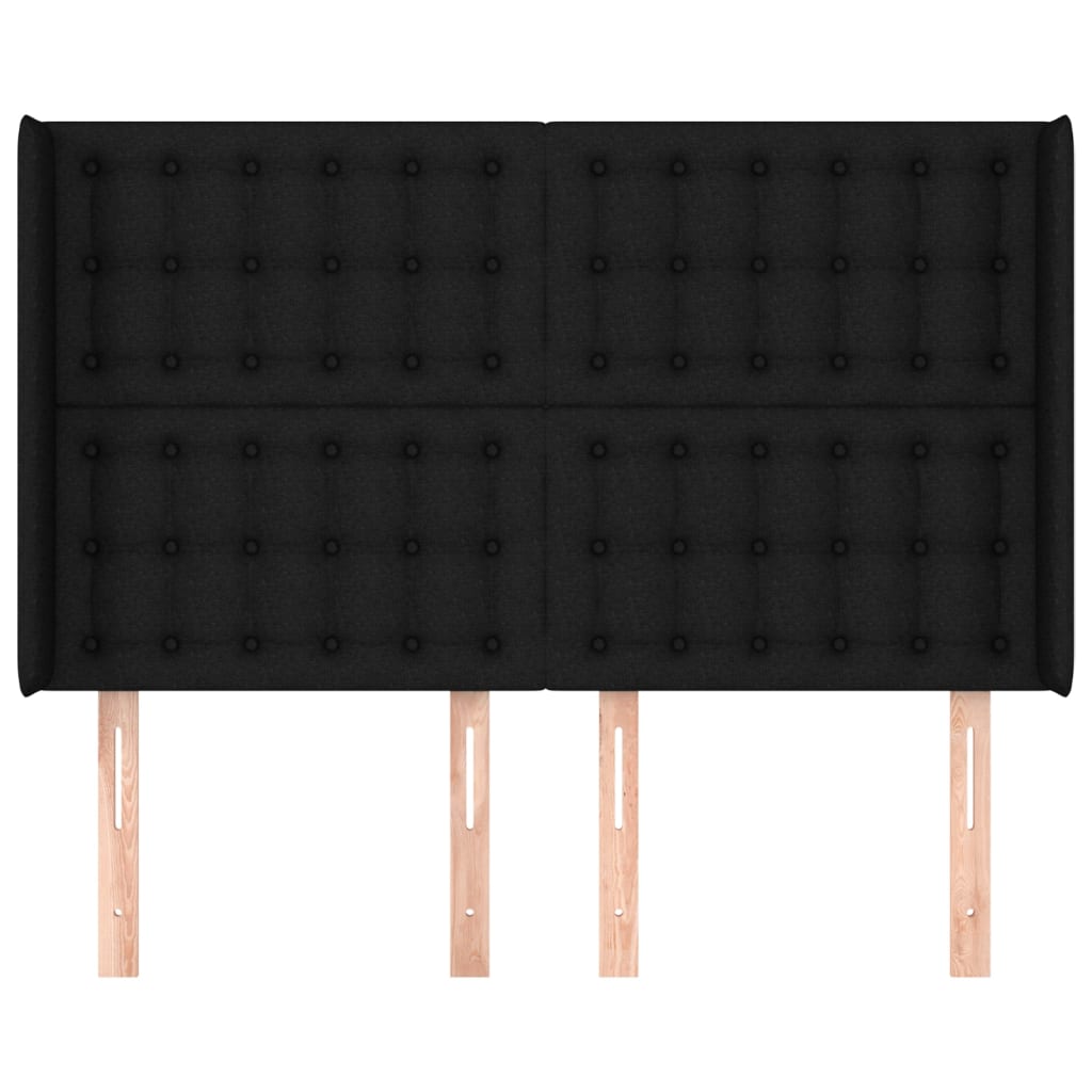 Uzglavlje s ušima crno 147x16x118/128 cm od tkanine