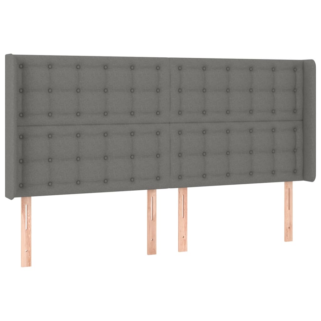 Uzglavlje s ušima tamnosivo 163x16x118/128 cm od tkanine