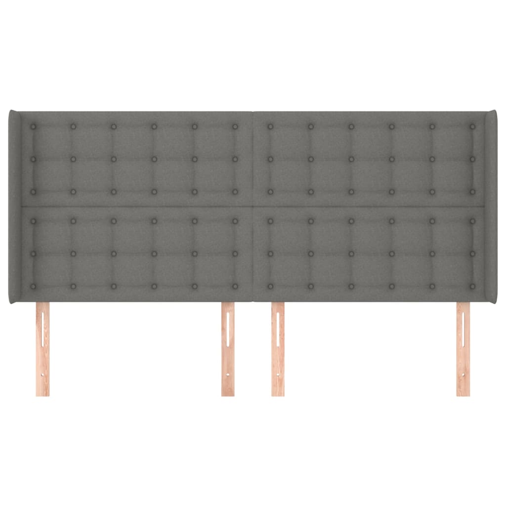 Uzglavlje s ušima tamnosivo 163x16x118/128 cm od tkanine