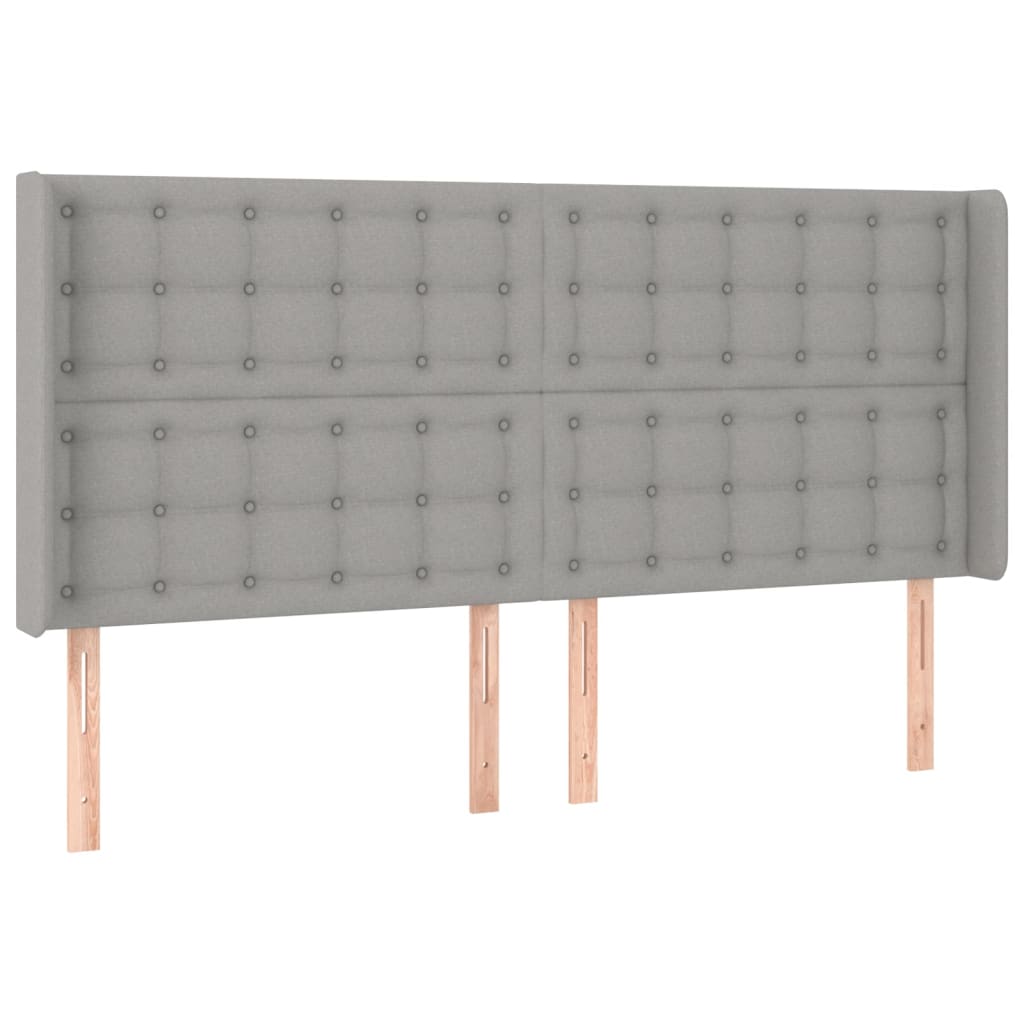 Uzglavlje s ušima svjetlosivo 183x16x118/128 cm od tkanine