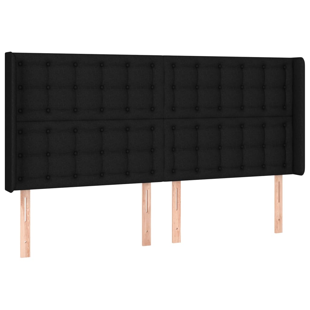 Uzglavlje s ušima crno 203x16x118/128 cm od tkanine