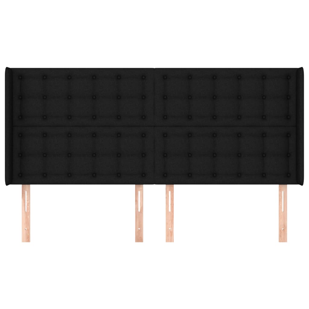 Uzglavlje s ušima crno 203x16x118/128 cm od tkanine